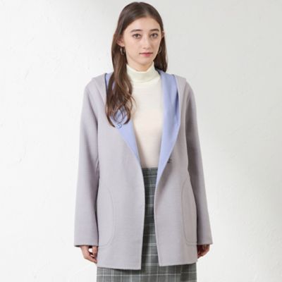 ＜AMACA (Women)＞【Ａｎｎｉｖｅｒｓａｒｙ　Ｐｉｅｃｅ】紡毛配色リバーコート（Ｖ５Ｂ０５６３８＿＿）