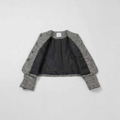 ＊美品＊23区×AMACA♡ツイード  ジャケット　ノーカラー ジャケット 尾州素材】ツイードミックスノーカラージャケット(ジャケット