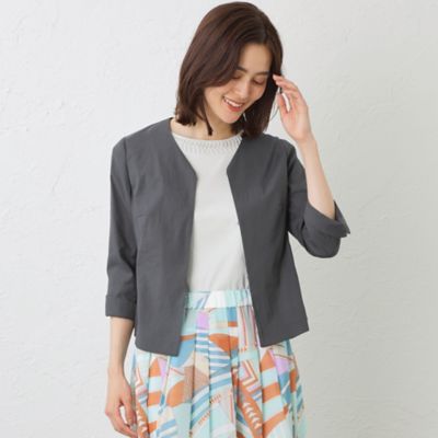 ＜AMACA (Women)＞ナチュラルドライオーガンジー　ノーカラージャケット（Ｖ５Ｅ１１１７６＿＿）