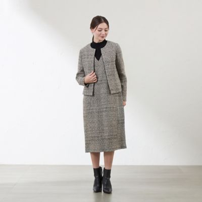 【美品】アニオナ ツイードジャケット アルパカ メランジ ブラウン Mサイズ 美品】アニオナ ツイードジャケット アルパカ メランジ ブラウン