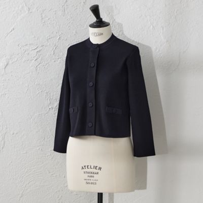 ＜AMACA (Women)＞【ＡＴＥＬＩＥＲ　ＣＯＬＬＥＣＴＩＯＮ】　シャインレーヨンニットジャケット（Ｖ５Ｅ７２６６１＿＿）