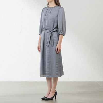 新品　 AMACA アマカ　アバカスドットプリントワンピース38薄灰46200円 AMACA｜アバカスドットプリントワンピース | Rakuten Fashion