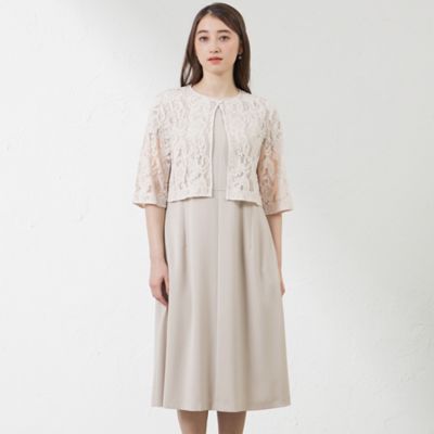 ＜AMACA (Women)＞リネンライクポリエステルワンピース　レースボレロセット（Ｖ５Ｊ０７５３７＿＿）