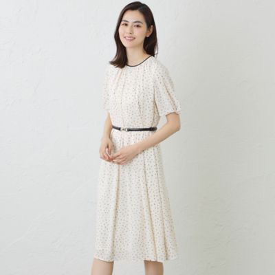 ＜AMACA (Women)＞ラインドット　ギャザーワンピース（Ｖ５Ｊ０８１４５＿＿）