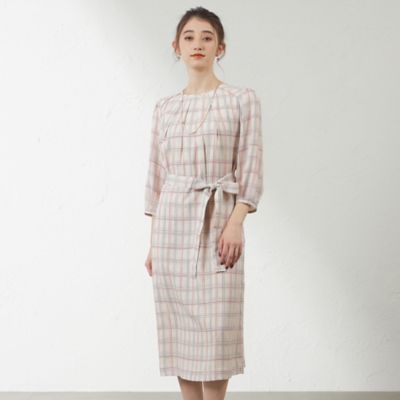 ＜AMACA (Women)＞ハンドドローイングチェックタックワンピース（Ｖ５Ｊ１０４８５＿＿）