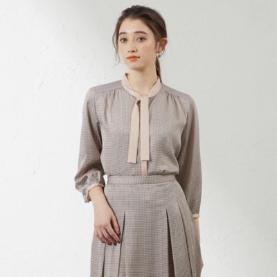 ＜AMACA (Women)＞サークルキカプリントボウタイブラウス（Ｖ５Ｍ０１４８３＿＿）