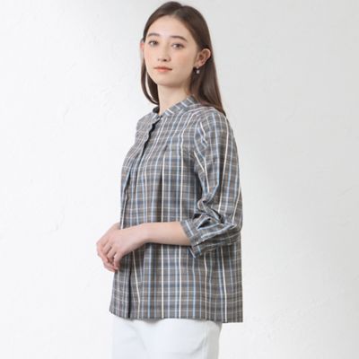 AMACA (Women)/アマカ レオファインチェック　スタンドカラーシャツ（Ｖ５Ｍ１３５５１＿＿）