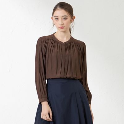 AMACA (Women)/アマカ 割繊デシンブラウス(V5M13621__) チャ56L トップス【三越伊勢丹/公式】