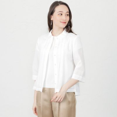 ＜AMACA (Women)＞シルキーローン　ショート丈シャツブラウス（Ｖ５Ｍ１４３４９＿＿）