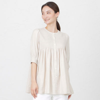 ＜AMACA (Women)＞ソフトスラブシャーリーチュニックブラウス（Ｖ５Ｍ１５３５９＿＿）