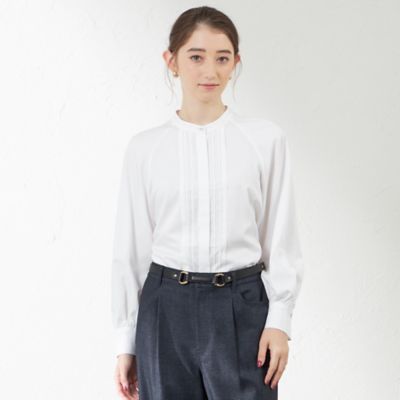 ＜AMACA (Women)＞バンブーシャンブレースタンドカラーブラウス（Ｖ５Ｍ１５４２５＿＿）