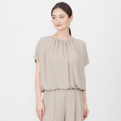 ＜AMACA (Women)＞パウダリーナシジフレンチスリーブカットソー（Ｖ５Ｍ１６３６１＿＿）