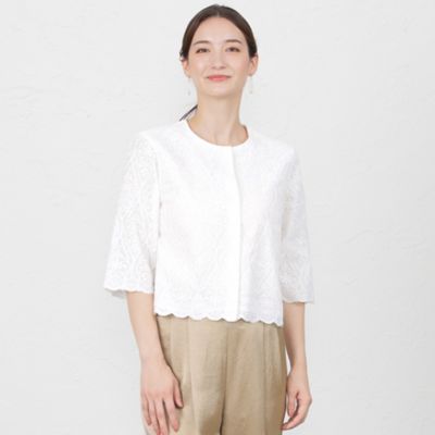 【ＷＥＢ・一部店舗限定】【ＡＴＥＬＩＥＲ　ＣＯＬＬＥＣＴＩＯＮ】コットンラミーレース　ボレロブラウス（Ｖ５Ｍ２１３６３＿＿）