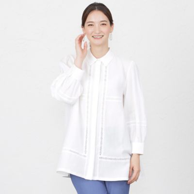 【ＷＥＢ・一部店舗限定】【ＡＴＥＬＩＥＲ　ＣＯＬＬＥＣＴＩＯＮ】リネンエンブロイブラウス（Ｖ５Ｍ２２３６４＿＿）