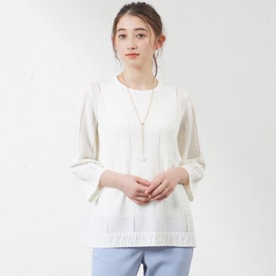＜AMACA (Women)＞ケーブル柄Ａラインチュニックニット（Ｖ５Ｎ１２５３１＿＿）