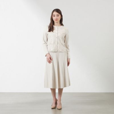 【Ａｎｎｉｖｅｒｓａｒｙ　Ｐｉｅｃｅ】ライトレーヨンストレッチレース付ニットカーディガン（Ｖ５Ｎ１７５３８＿＿）