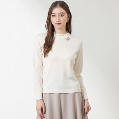 ＜AMACA (Women)＞レース襟ニット（Ｖ５Ｎ２０６４２＿＿）