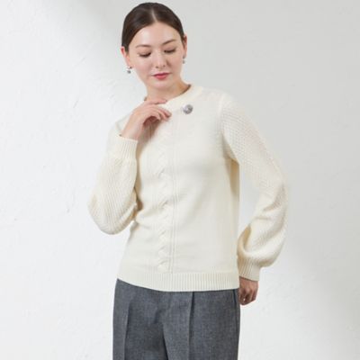 ＜AMACA (Women)＞ウォッシャブルウールケーブルニット（Ｖ５Ｎ２５６５４＿＿）