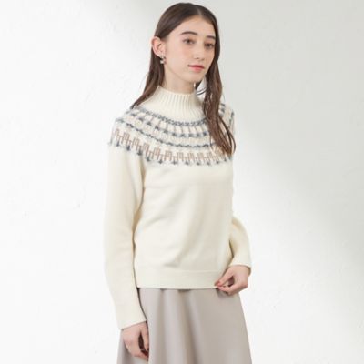 ＜AMACA (Women)＞ジャカード求心ニット（Ｖ５Ｎ２７６６６＿＿）