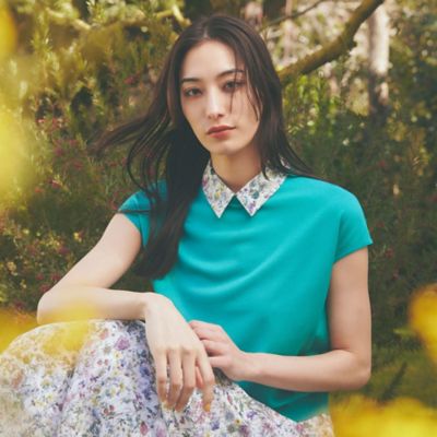 【SALE】AMACA (Women)/アマカ【Anniversary Piece】ブライトレーヨン襟付きプルオーバー(V5N28500__) ミドリ70L トップス【三越伊勢丹/公式】