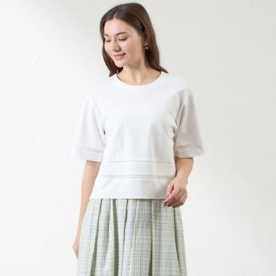＜AMACA (Women)＞レース切り替え半袖Ｔシャツ（Ｖ５Ｐ０７５５３＿＿）