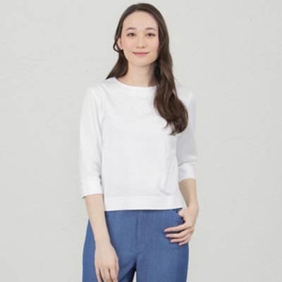＜AMACA (Women)＞バイオシルケットスムース　モチーフカットソー（Ｖ５Ｐ０８２９０＿＿）