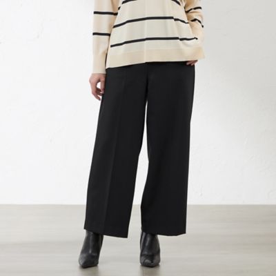 J5004 新品 WAAC ドライ 総柄ストレッチパンツ ホワイト×ブラック 1 洗える/UVカット/接触冷感】オックスストレッチクロップドワイド