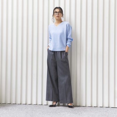 【ＷＥＢ限定サイズ】ハイカウントフラノワイドストレートパンツ　※股下長め（Ｖ５Ｒ６０４５０＿＿）