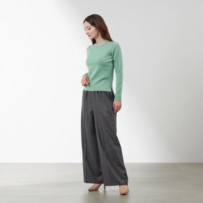 【ＷＥＢ限定サイズ】ハイカウントフラノワイドストレートパンツ　※股下長め（Ｖ５Ｒ６０４５０＿＿）