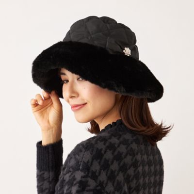 ＜TO BE CHIC (Women)＞フェイクファーコンビ　キルトハット（Ｗ５５３６６３６＿＿）