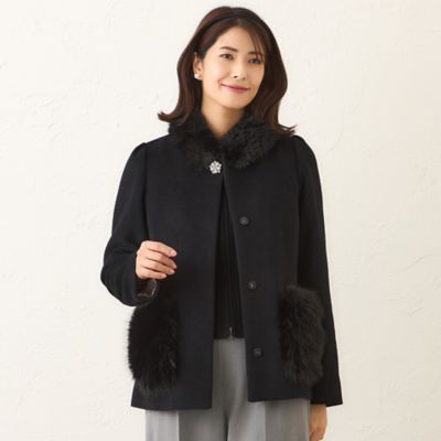 ＜TO BE CHIC (Women)＞ファーコンビ　アンゴラウールコート（Ｗ５Ｂ０１６６１＿＿）