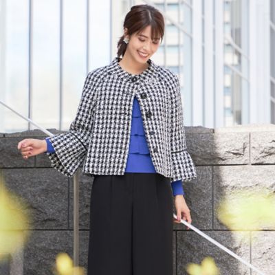 ＜TO BE CHIC (Women)＞ハウンドトゥースツイードスタンドカラー　ジャケット（Ｗ５Ｅ０２２４１＿＿）