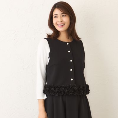 ＜TO BE CHIC (Women)＞マットストレッチダンボール　ショートジレ（Ｗ５Ｅ０２６３０＿＿）
