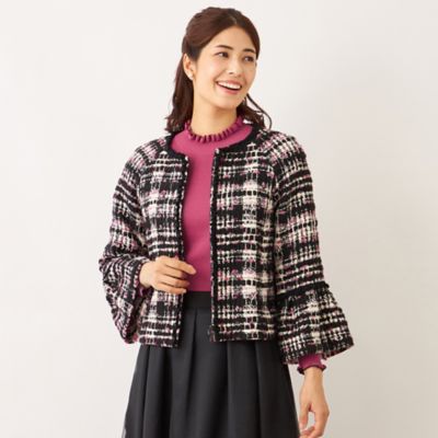 ＜TO BE CHIC (Women)＞ファンシーツイード　ノーカラージャケット（Ｗ５Ｅ０４６２７＿＿）