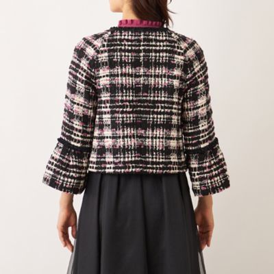 ファンシーツイード ノーカラージャケット