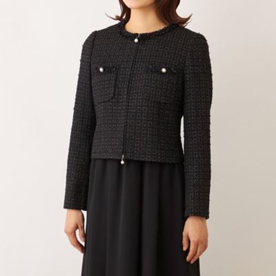 EMPORIO ARMANI ノーカラージャケット リボン ブラック 肩パッド EMPORIO ARMANI ノーカラージャケット リボン ブラック 肩パッド