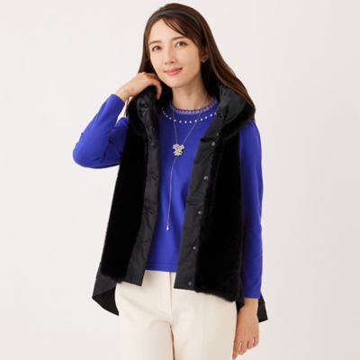 ＜TO BE CHIC (Women)＞フェイクファー　ドッキングジレ（Ｗ５Ｅ０９６７７＿＿）