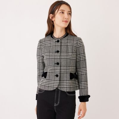 ＜TO BE CHIC (Women)＞グレンチェック　ノーカラージャケット（Ｗ５Ｅ１２６５３＿＿）