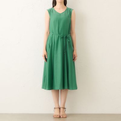 新品　TO BE CHIC ボイルワッシャー　ノースリーブドレス44 グリーン ボイルワッシャー ノースリーブドレス（W5J01614＿＿