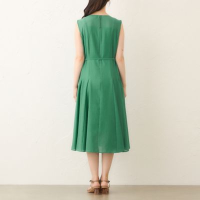 新品　TO BE CHIC ボイルワッシャー　ノースリーブドレス44 グリーン 新品 TO BE CHIC ボイルワッシャー ノースリーブドレス44