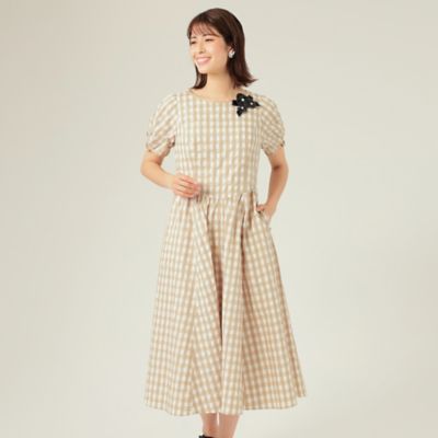 ＜三越伊勢丹/公式＞【SALE】TO BE CHIC (Women)/トゥー ビー シック ギンガムドビー ワンピース ベージュ ワンピース・ドレス【三越伊勢丹/公式】