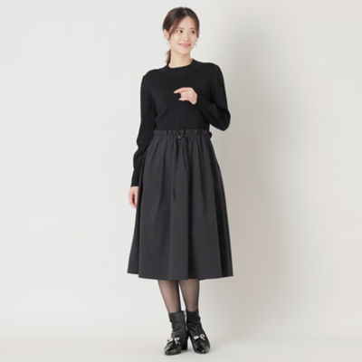 ✨極美品✨TO BE CHIC レーヨンナイロンニットコンビワンピース 黒 46 レーヨンナイロンコンビ ニットワンピース(ワンピース)｜TO BE