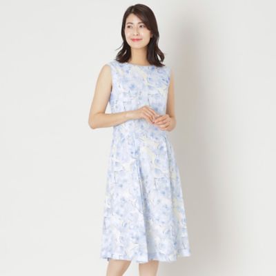 【SALE】TO BE CHIC (Women)/トゥー ビー シック ローズプリントジャカード ワンピース(W5J09557__) アオ ワンピース・ドレス【三越伊勢丹/公式】