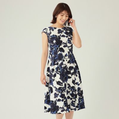 【大人百花　夏号掲載アイテム】【８０周年記念アイテム】フラワープリント　ワンピース（Ｗ５Ｊ１１１５７＿＿）