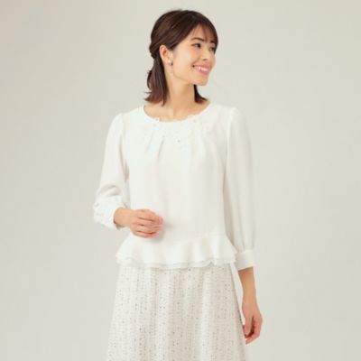＜TO BE CHIC (Women)＞バックサテンジョーゼット　ブラウス（Ｗ５Ｍ０１１００＿＿）