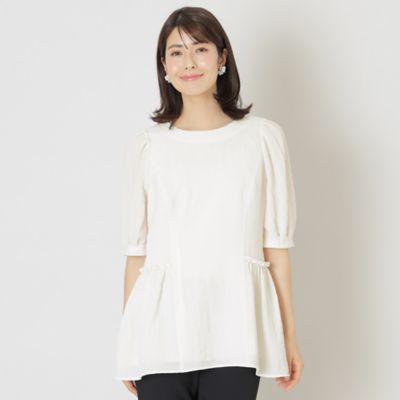 2WAYストレッチバンピー チュニックブラウス