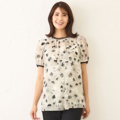 まゆ です★美品★ダブルドットプリントブラウス 楽天市場】プリントデシンスキッパードットブラウス 【メール便