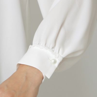 お値下げ！ドゥーズィエムクラス ジョーゼット ブラウス 洗える 日本製 ホワイト Deuxieme Classe（ドゥーズィエムクラス）の「トリアゼジョーゼット