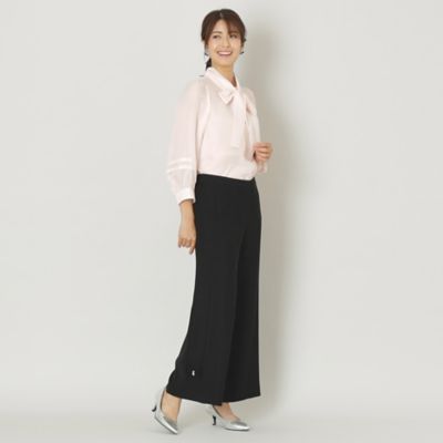 大人百花 掲載】ポリスパンサテン リボンタイブラウス