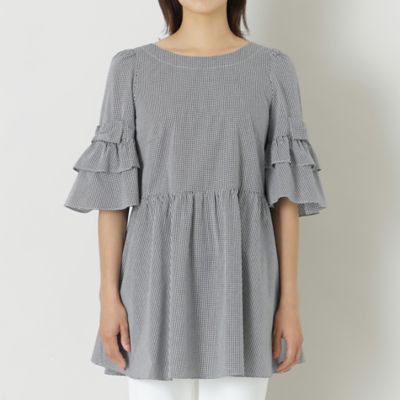 【ＷＥＢ限定】コットンギンガムチェック　チュニックブラウス（Ｗ５Ｍ３０３８６＿＿）